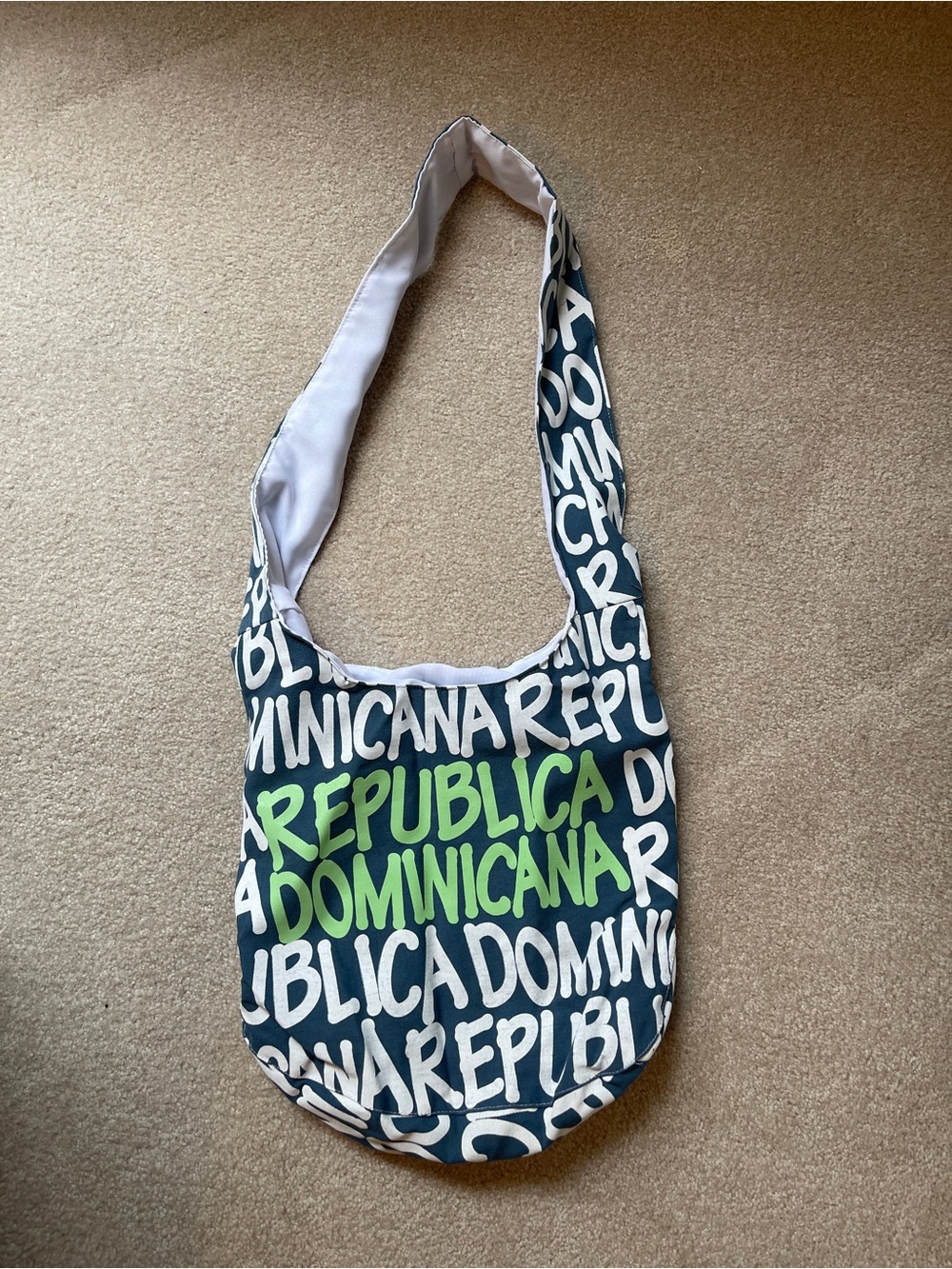 Graphic Shoulder Bag in Navy, White & Lime
